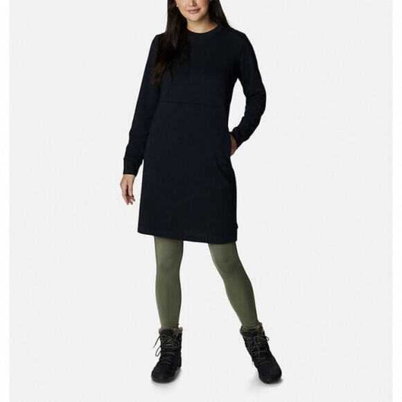 Columbia Firwood Ottoman Dress Size Large Ribbed Knit Stretch Zip Pockets Black - Picture 1 of 13